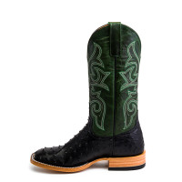 Horse Power By Anderson Bean Men's Boots - Top Hand Collection - Black FQ Ostrich / Emerald Explosion