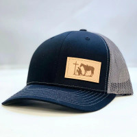 Dally Up Caps - Dally # 311 - Black / Silver - Cowboy At The Cross - Leather  Patch