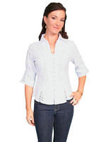 Scully Women's Shirt - Cantina Collection - 3/4 Sleeve - White Scully Women's Shirt - Cantina Collection - 3/4 Sleeve - White