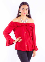 Scully Women's Shirt - Honey Creek Collection - Peasant Top / Button Front - Red Scully Women's Shirt - Honey Creek Collection - Peasant Top / Button Front - Red