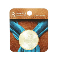 Double S Collection by M & F Western Products - Concho With Roped Edge Scarf Slide - Silver With Gold Edging Double S Collection by M & F Western Products - Concho With Roped Edge Scarf Slide - Silver With Gold Edging