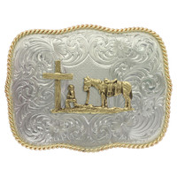 Montana Silversmith Accessories - German Silver Christian Cowboy Western Buckle Montana Silversmith Accessories - German Silver Christian Cowboy Western Buckle