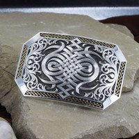 Montana Silversmith Accessories - Antiqued Two Tone Western Celtic Knot Buckle Montana Silversmith Accessories - Antiqued Two Tone Western Celtic Knot Buckle