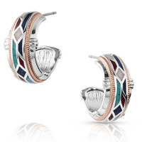 Montana Silversmith Accessories - Western Mosaic Hoop Earrings Montana Silversmith Accessories - Western Mosaic Hoop Earrings