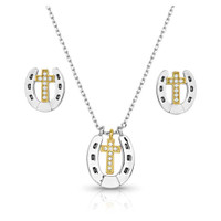Montana Silversmith Accessories - Glowing Trails Cross Horseshoe Jewelry Set
