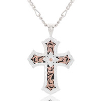 Montana Silversmith Accessories - Antiqued Rose Gold Scalloped Cross Necklace Montana Silversmith Accessories - Antiqued Rose Gold Scalloped Cross Necklace