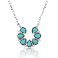 Montana Silversmith Accessories - Lucky Seven Turquoise Horseshoe Necklace Montana Silversmith Accessories - Lucky Seven Turquoise Horseshoe Necklace