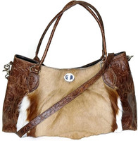 Juan Antonio  Women's Custom Handbags - Hair on Axis with Rosal Brown Lambskin