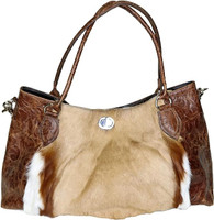 Juan Antonio  Women's Custom Handbags - Hair on Axis with Rosal Brown Lambskin
