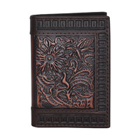 Justin by Trenditions Men's Accessories - Trifold Wallet - Genuine Leather w/ Tooling & Embossed Edge Justin by Trenditions Men's Accessories - Trifold Wallet - Genuine Leather w/ Tooling & Embossed Edge