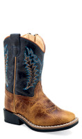 Jama Old West Toddler Boots - Burnt Brown / Cactus Navy