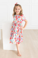 Mila & Rose Kids Apparel - Neon Floral Pocket Twirl Dress
