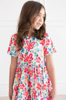 Mila & Rose Kids Apparel - Neon Floral Pocket Twirl Dress