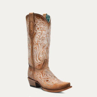 Corral Women's Boots - Crackled Straw / Blue Liminiscent Embroidery Corral Women's Boots - Crackled Straw / Blue Liminiscent Embroidery