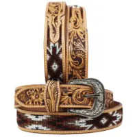 Challenger Accessories - Heavy Duty Beaded & Tooled Leather Belt Challenger Accessories - Heavy Duty Beaded & Tooled Leather Belt