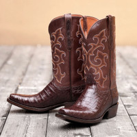 Black Jack Boots - Caiman Crocodile Belly #6368 - Chocolate