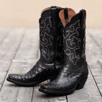 Black Jack Women's Boots - Full Quill Ostrich #237 - Black