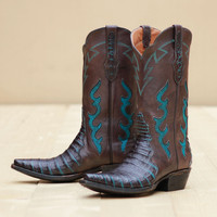 Black Jack Women's Boots - Caiman Crocodile Belly #7121 - Turquoise / Brown Black Jack Women's Boots - Caiman Crocodile Belly #7121 - Turquoise / Brown