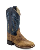 Jama Old West Kids Boots - Burnt Brown / Cactus Navy Jama Old West Kids Boots - Burnt Brown / Cactus Navy