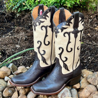 Rios of Mercedes Women's Boots - Chocolate Calf / Cream Top - Cutter Toe Rios of Mercedes Women's Boots - Chocolate Calf / Cream Top - Cutter Toe