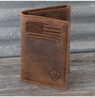 Ariat by M & F Accessories - Trifold Wallet - Distressed Stitched USA Flag Ariat by M & F Accessories - Trifold Wallet - Distressed Stitched USA Flag