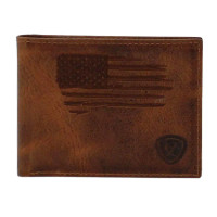 Ariat by M & F Accessories - Bifold Wallet - Distressed Stitched USA Flag