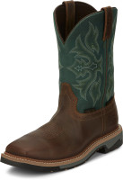 Justin Men's Work Boots - Bolt 11"Waterproof - Shadow Tan / T-Bone Green Justin Men's Work Boots - Bolt 11"Waterproof - Shadow Tan / T-Bone Green
