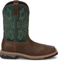 Justin Men's Work Boots - Bolt 11"Waterproof - Shadow Tan / T-Bone Green Justin Men's Work Boots - Bolt 11"Waterproof - Shadow Tan / T-Bone Green