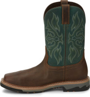 Justin Men's Work Boots - Bolt 11"Waterproof - Shadow Tan / T-Bone Green Justin Men's Work Boots - Bolt 11"Waterproof - Shadow Tan / T-Bone Green