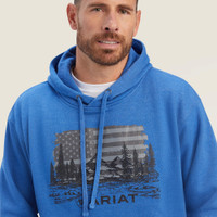 Ariat Men's Pullover - Land of the Free Sweatshirt - Classic Blue Heather Ariat Men's Pullover - Land of the Free Sweatshirt - Classic Blue Heather