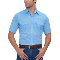 Ely Walker Men's Shirt - Western Snap SS - Solid Light Blue