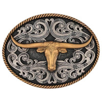 Montana Silversmith Accessories - Two Tone Longhorn Attitude Buckle Montana Silversmith Accessories - Two Tone Longhorn Attitude Buckle