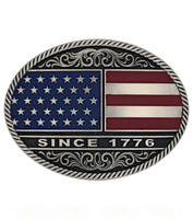 Montana Silversmith Accessories - Oval American Flag Since 1776 Attitude Buckle