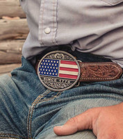 Montana Silversmith Accessories - Oval American Flag Since 1776 Attitude Buckle
