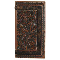 Justin by Trenditions Men's Accessories - Brown Tooled Rodeo Wallet / Hair On Justin by Trenditions Men's Accessories - Brown Tooled Rodeo Wallet / Hair On