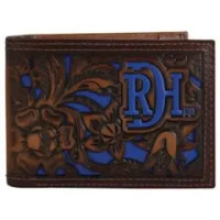 Red Dirt by Trenditions Men's Accessories - Tooled / Cobalt Inlay Bifold Wallet Red Dirt by Trenditions Men's Accessories - Tooled / Cobalt Inlay Bifold Wallet