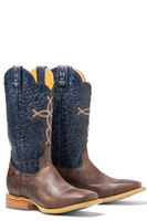 Tin Haul Men's Boots - Ichtusacross - Waxy Sanded Brown / Sanded Blue Shaft