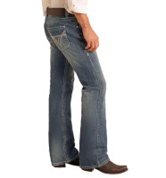 Rock & Roll Denim Men's Jeans - Ivory Top-Stitching Bootcut