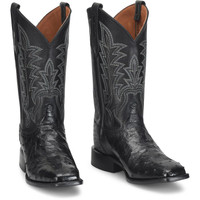 Justin Men's Boots - Rancher 12" Ostrich - Black