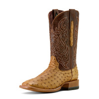 Ariat Men's Boots - Classic Cash - Full Quill Ostrich - Tan / Hickory Smoke