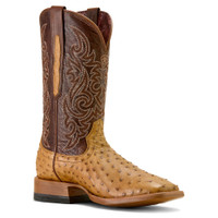 Ariat Men's Boots - Classic Cash - Full Quill Ostrich - Tan / Hickory Smoke