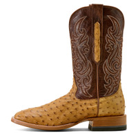 Ariat Men's Boots - Classic Cash - Full Quill Ostrich - Tan / Hickory Smoke