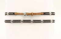Twister by M & F Western Products - Studs & Cross Concho Leather Hatband - Black / Medium Brown Twister by M & F Western Products - Studs & Cross Concho Leather Hatband - Black / Medium Brown