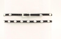 M & F Western Products - 27 x 3/8" Leather Hatband with Silver Oval Conchos - Black M & F Western Products - 27 x 3/8" Leather Hatband with Silver Oval Conchos - Black