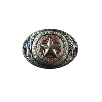 Billy's Western Wear Accessories - Buckle - State Of Texas Seal / Small Oval - Silver Enamel