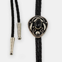Billy's Western Wear Accessories - Bolo Tie - Black Onyx Stone - German Silver