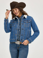 Wrangler Women's Long Sleeve Sherpa Lined Denim Jacket
