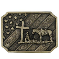 Montana Silversmith Accessories - Patriotic Christian Cowboy Attitude Buckle