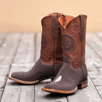 Black Jack Boots - Stingray - Inlay - Brown / Italian Skipper Cowhide Marrone