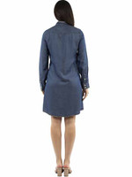 Scully Women's Dress - Snap Closure / Whip Stitch Detail - Blue